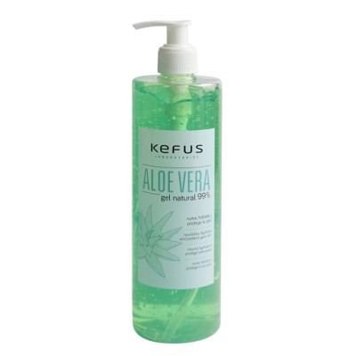 Frasco de gel de aloe vera para despues de la depilación con dosificador